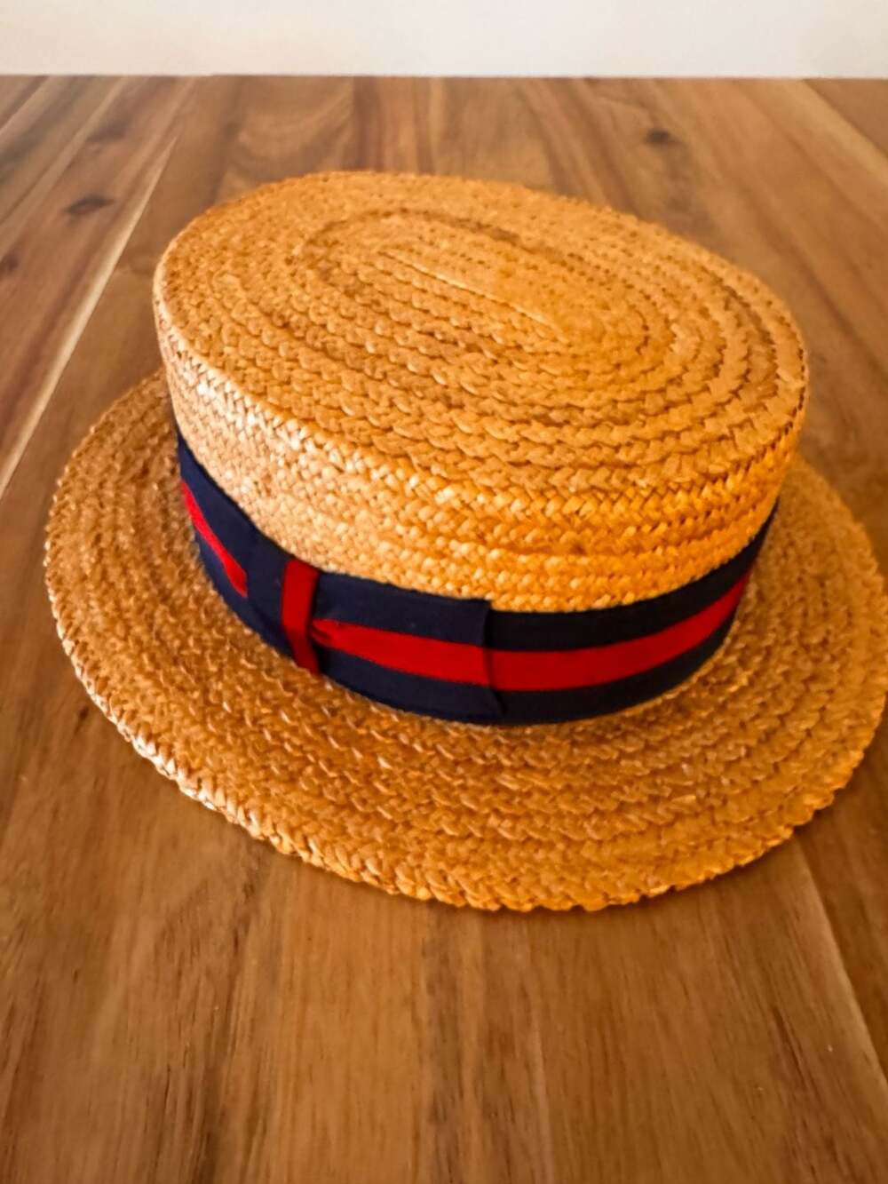 Vintage Ponte Rialto Venice Venetian Straw Boater Hat with Gondolier Ribbon